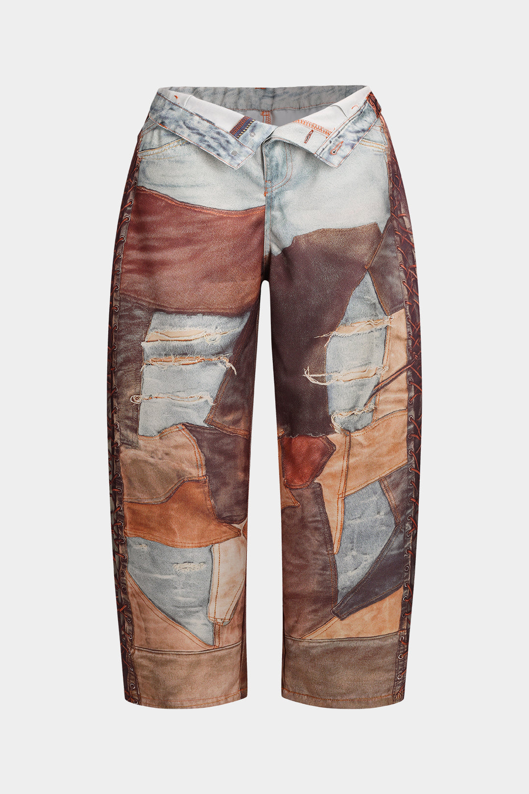 Plus Size Patchwork Pocket Trousers