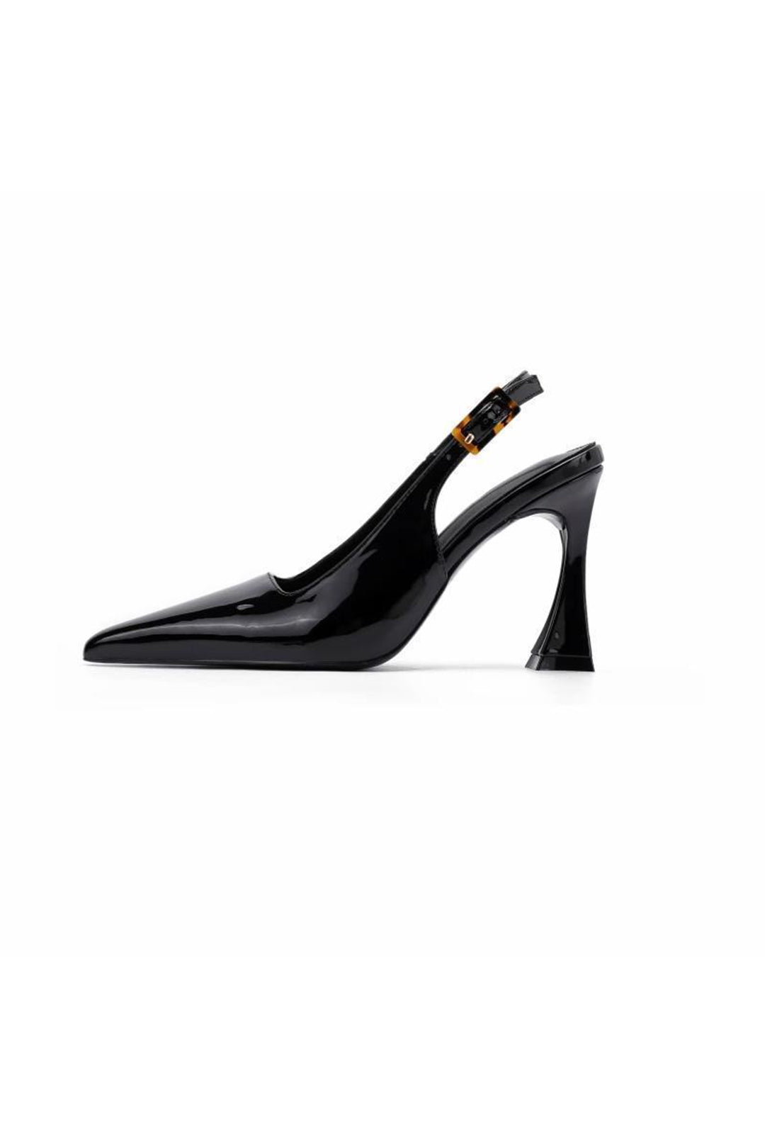 Faux Leather Pointed Toe Slingback Heels