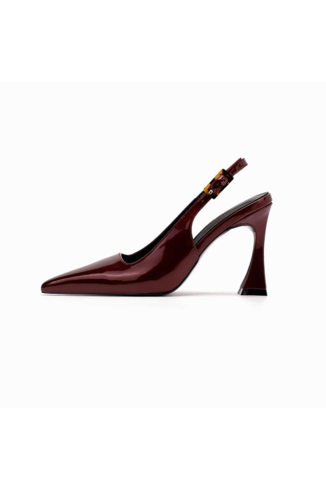 Faux Leather Pointed Toe Slingback Heels