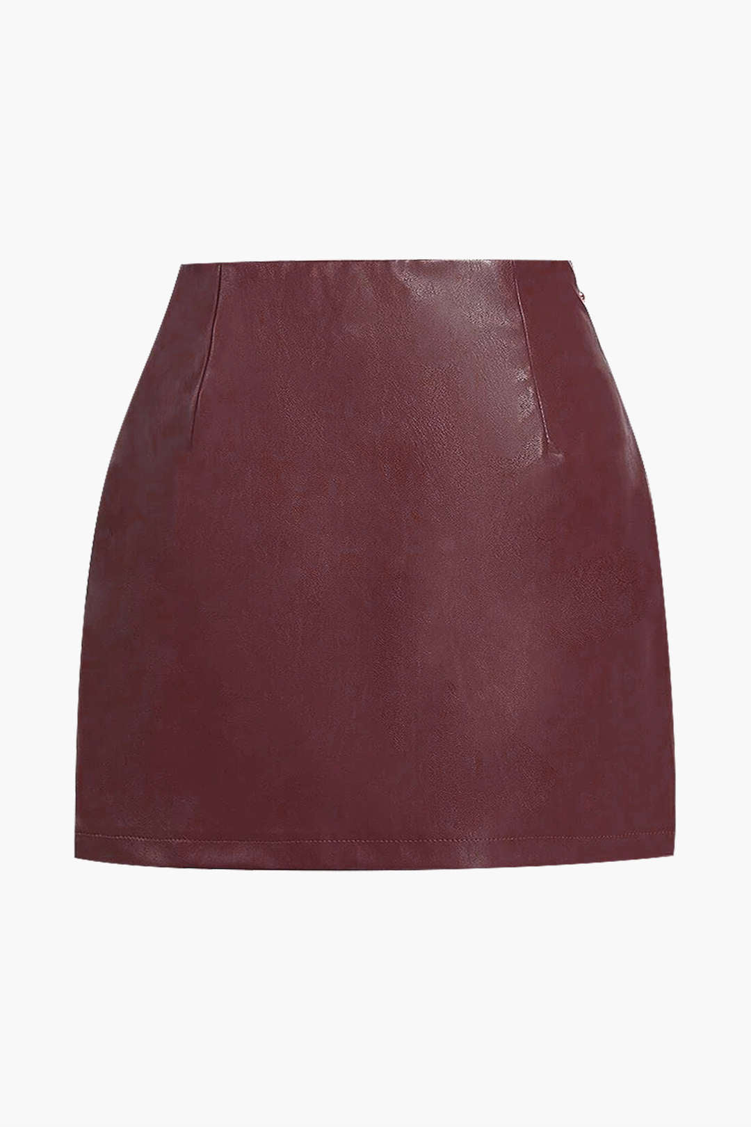 Plus Size Faux Leather Skirt with Side Buckle Details