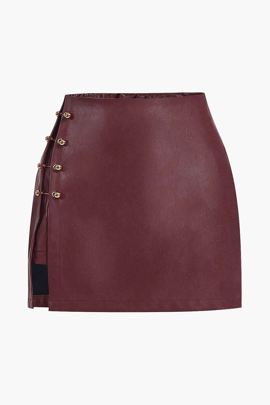 Plus Size Faux Leather Skirt with Side Buckle Details