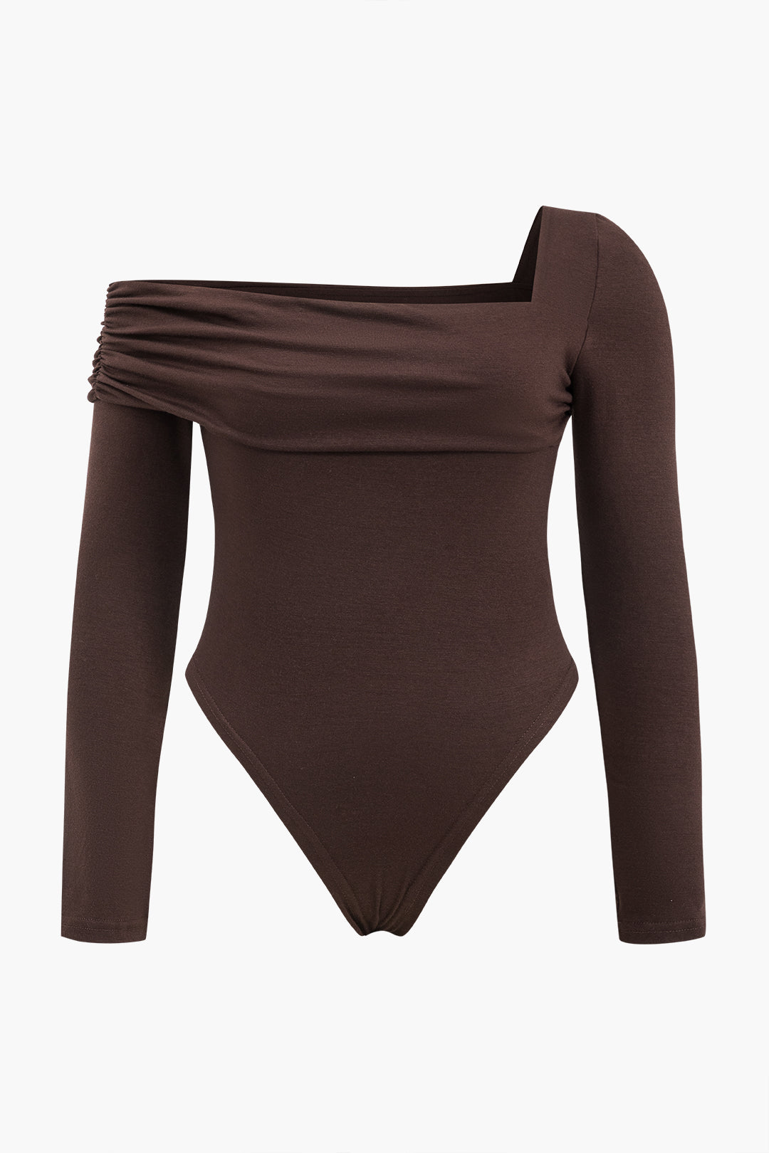 Plus Size Asymmetric Long Sleeve Bodysuit