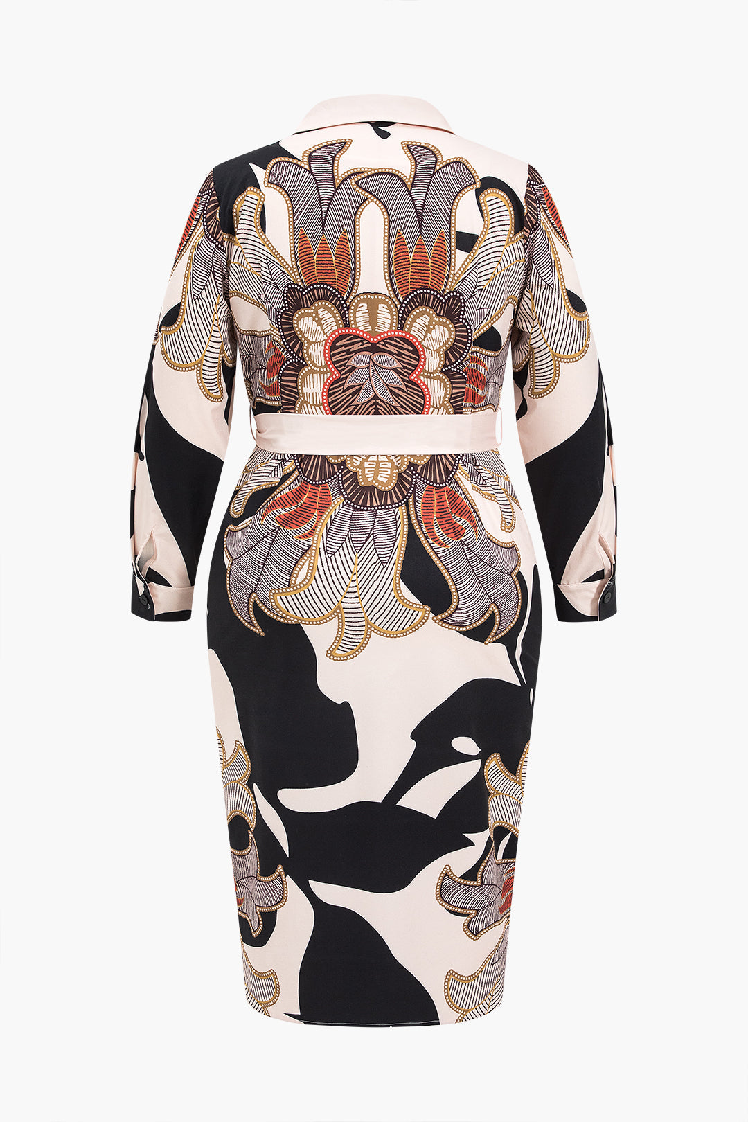 Plus Size Baroque Print Midi Dress