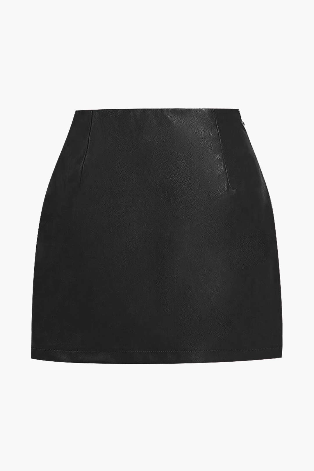 Plus Size Faux Leather Skirt with Side Buckle Details