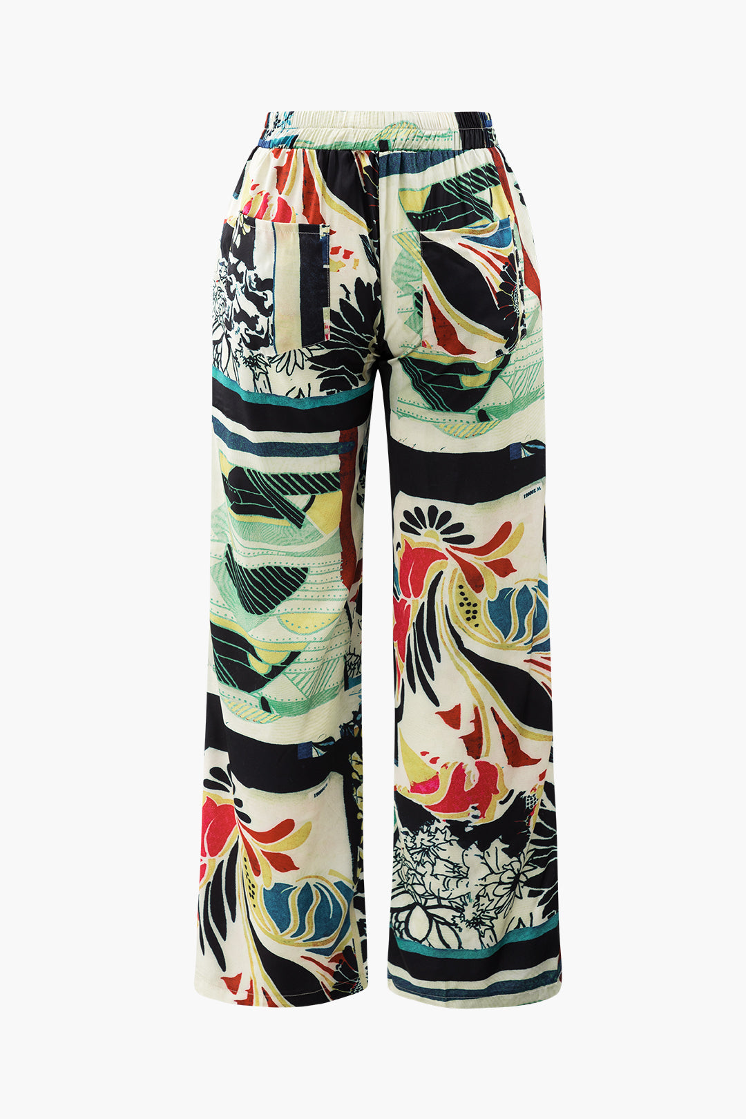 Plus Size Floral Print High-Waisted Straight Leg Pants