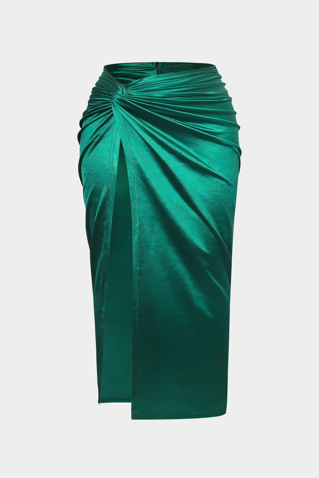 Plus Size Satin Twist Knot High Waist Skirt