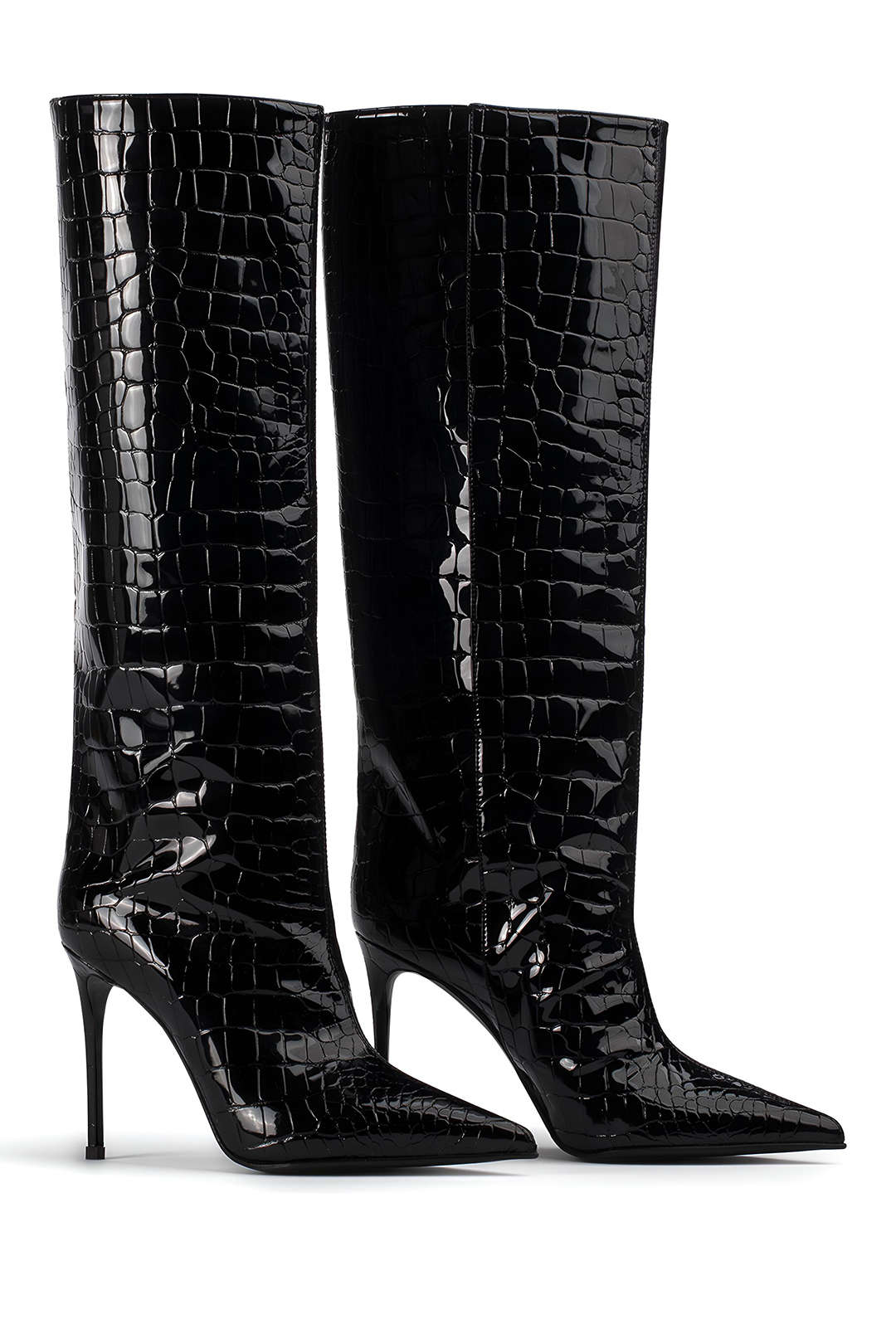 Elegant Crocodile-Pattern Ankle Boots