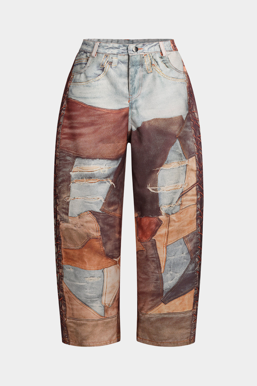 Plus Size Patchwork Pocket Trousers