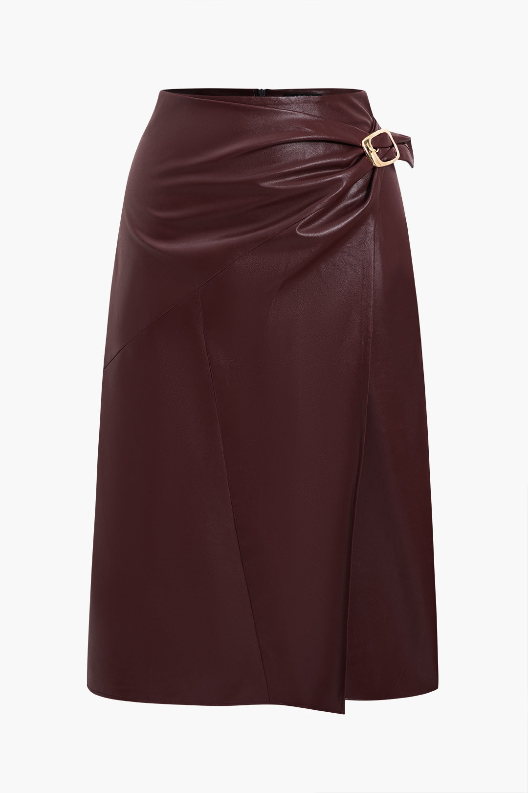 Plus Size Faux Leather Ruched Skirt